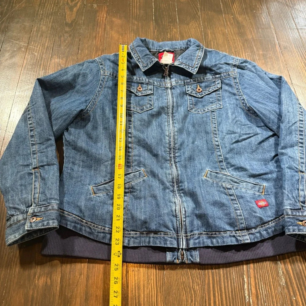 Vintage Dickies Jacket‎ Womens XL Blue Denim Trucker Jean Insulated Y2K Chore